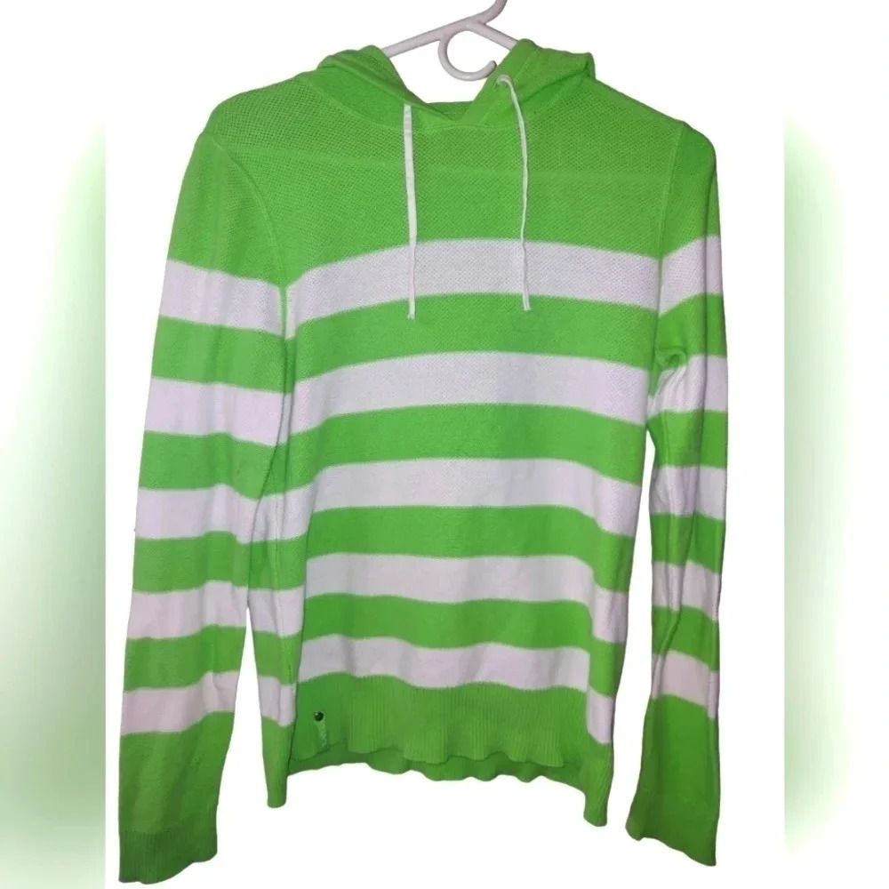 Lauren Ralph Lauren Green and White Striped Hoodie